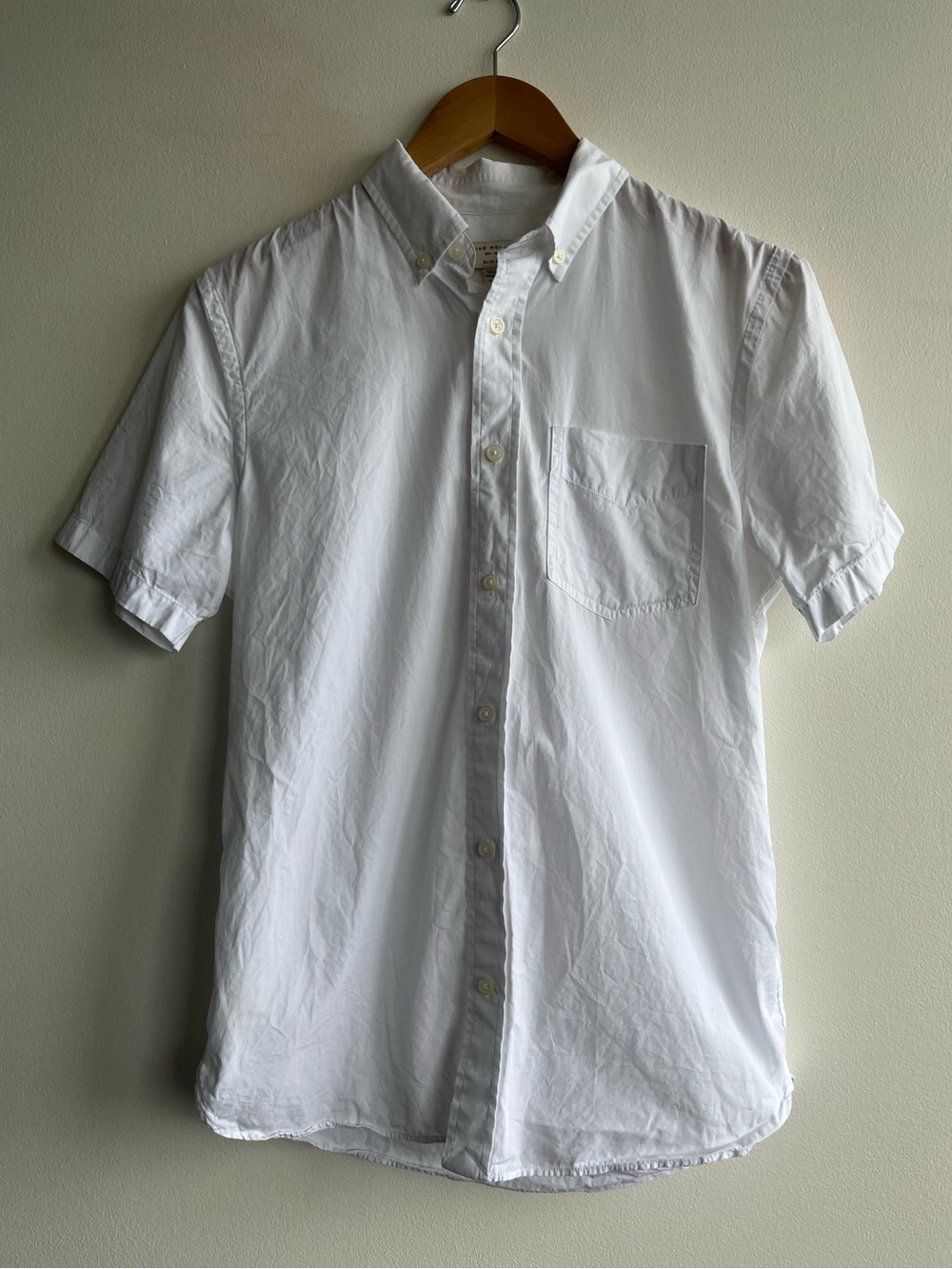 Club Monaco Men's White Short Sleeve Button Down Shirt Oxford Preppy Casual Sz S